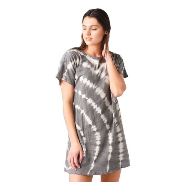 Z Supply Launa Gray Swirl Tie Dye T-Shirt Mini Dress - Picture 1 of 8